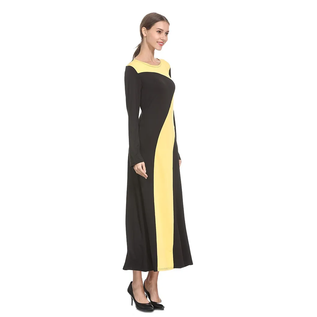 2019 Muslima Jubah Fashion Basic женское желтое Черное Длинное Платье Макси|Женские платья| |