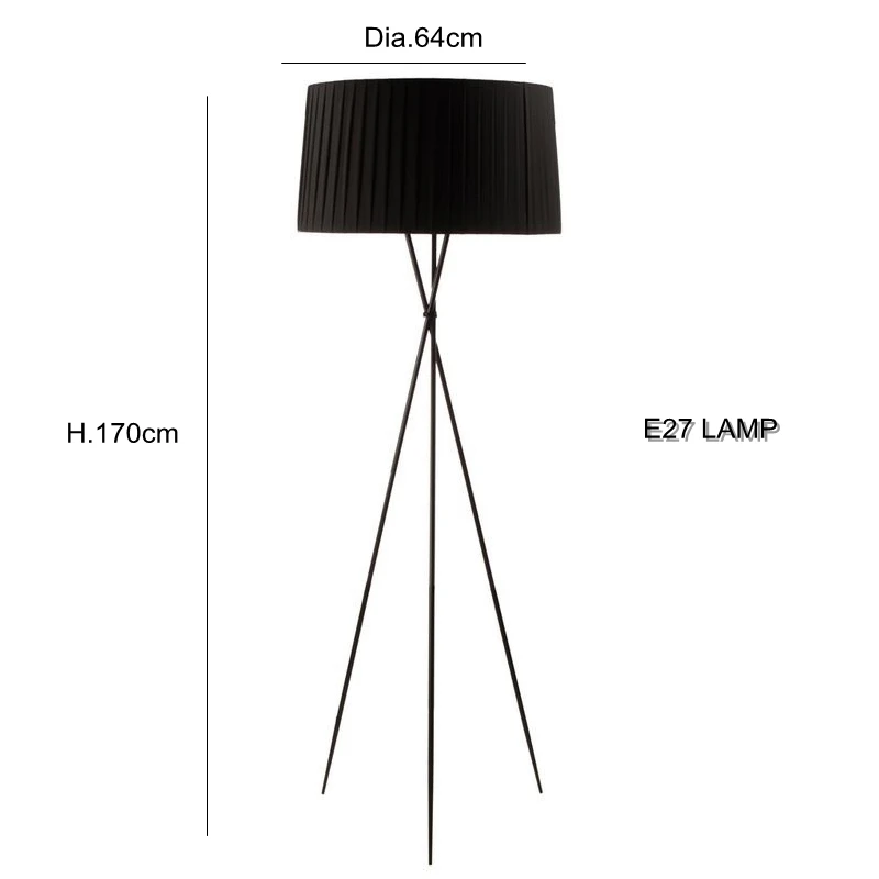 Креативный простой напольный светильник тканевый белый черный красный абажур