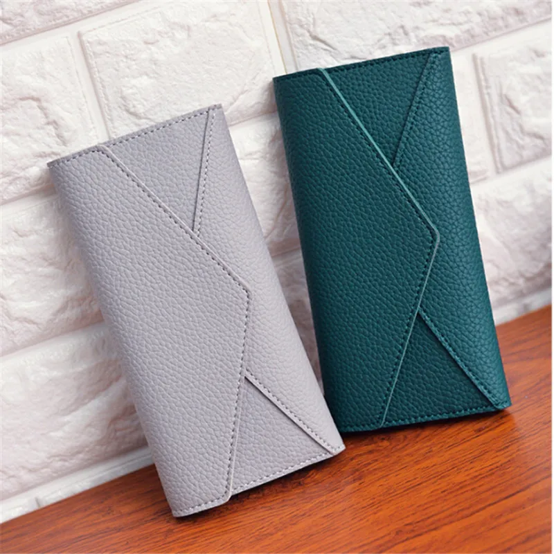 Женский Длинный кошелек из искусственной кожи 19 см модный 3 сложения женский