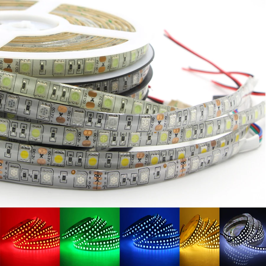 SMD 5050 водонепроницаемый не/ip65 60 светодиодов/м RGB Изменение цвета гибкая