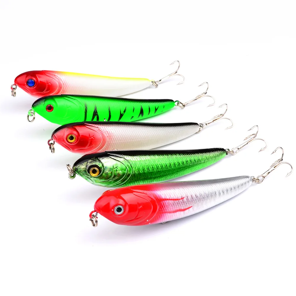 

5PCS Top Water Fishing Lure Wobbler Hard Plastic Artificial Surface Pencil Minnow 70mm 6g Summer Spring Fishing