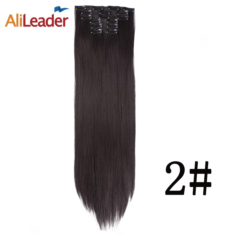 color2 Alileader, накладные волосы на застежке, 22 дюйма, накладные волосы на 16 Цвета для наращивания на всю голову, 16 клипс, волосы для наращивания на синтетические шиньоны для Для женщин 6 шт./компл. длинные волосы - Цвет: color2