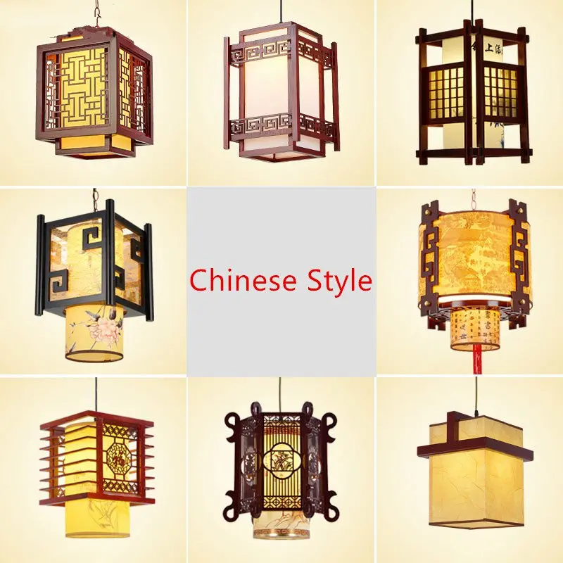 Деревянный подвесной светильник в китайском стиле домашний фонарь овечья шкура