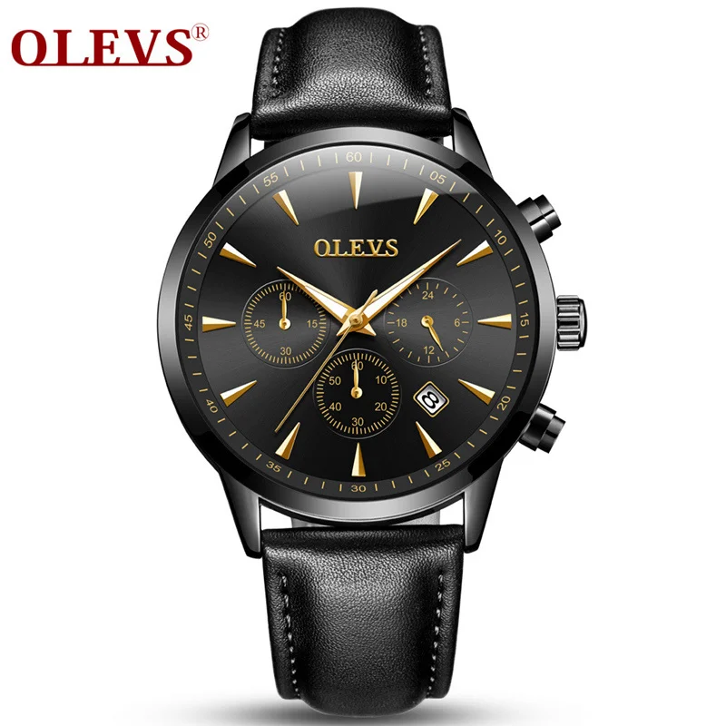 Black men OLEVS relojes hombre мужские часы Топ бренд класса люкс erkek kol saati водонепроницаемые спортивные часы montre homme uhren herren часы - Цвет: Black men