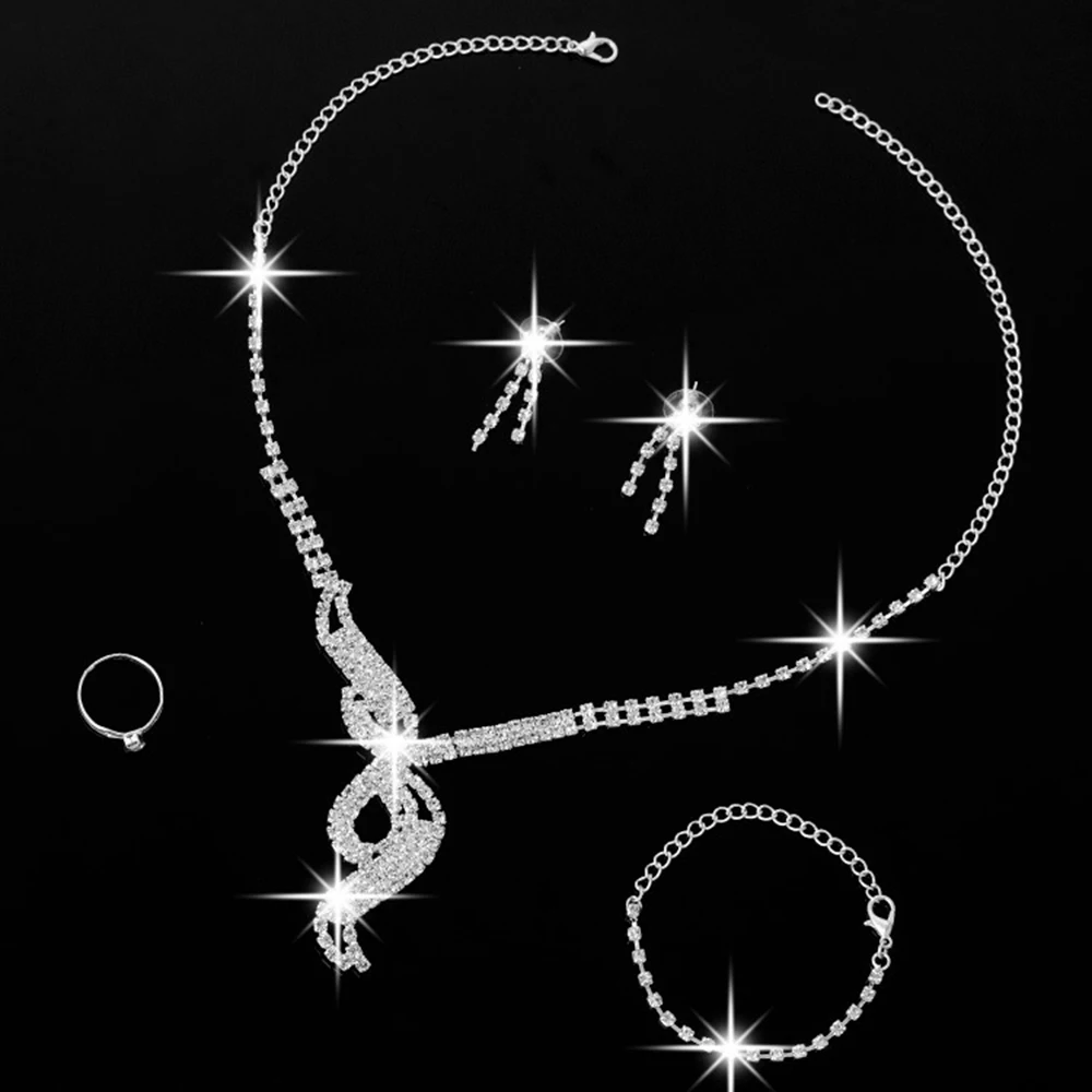 AINAMEISI Романтические Свадебные Ювелирные наборы 4 шт./компл. Блестящие Кристаллы