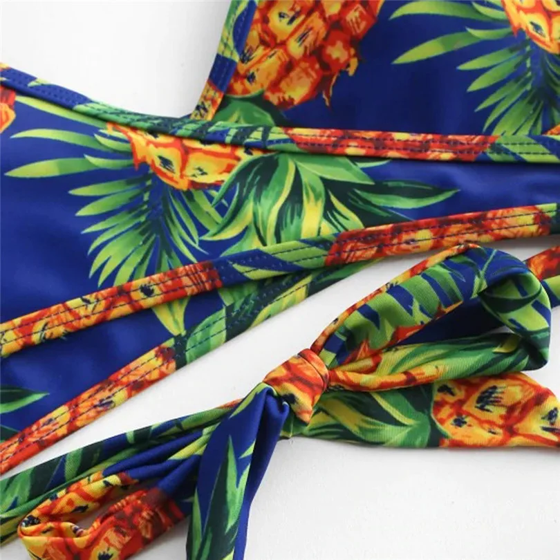 Новинка 2019 женское бикини с ананасом богемный принт фруктами наборы высоким V