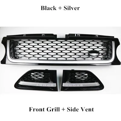 Grill And Side Vent Высокое качество 1 компл. Автомобильный Стайлинг Abs 2006-2013 передняя сетка гриль для Range Rover SPORT SVR передняя решетка - Цвет: Grill And Side Vent