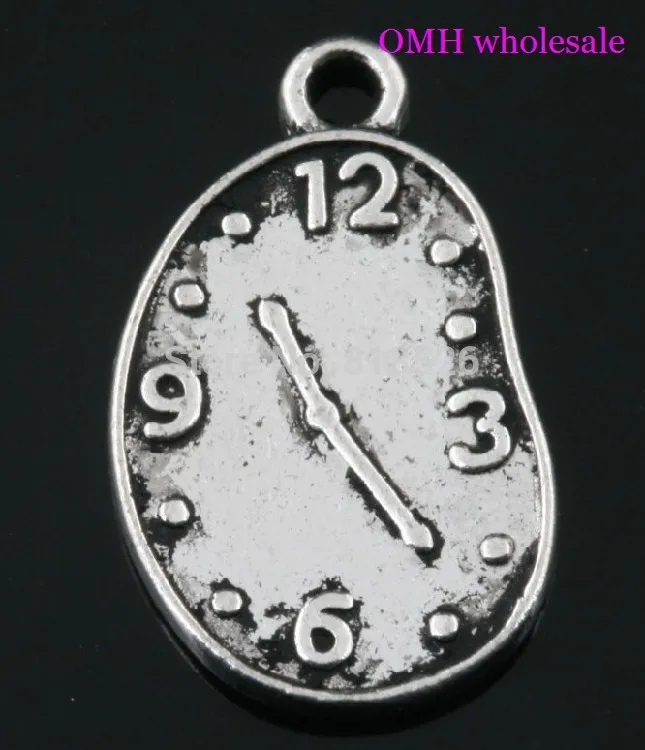 OMH оптовая продажа 10 шт. античное серебро тибетские серебряные часы и Подвеска