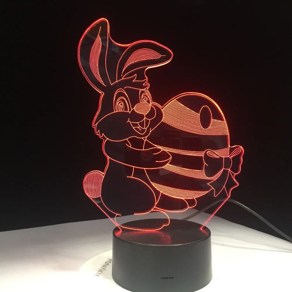 

New Cute Rabbit Carry Egg Ball Carrot Visual Lamp Colors Changing LED Night Light Illusion Table Lamp For Kids Baby Bedroom