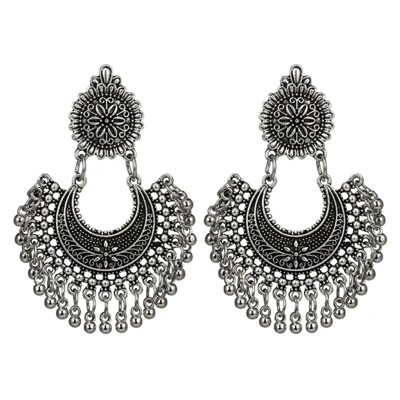 S JAVRICK металлическая кисточка Jhumka индийские этнические болливудские висячие серьги Модные ювелирные изделия - Окраска металла: S