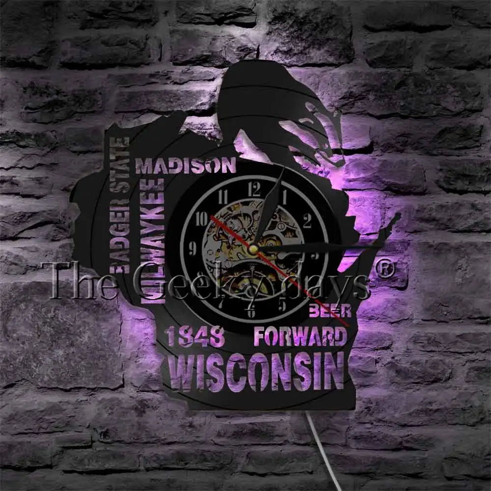 I love Wisconsin Badger State Beer настенные изображения стена часы Homesick Wall Art Milwaykee Madison