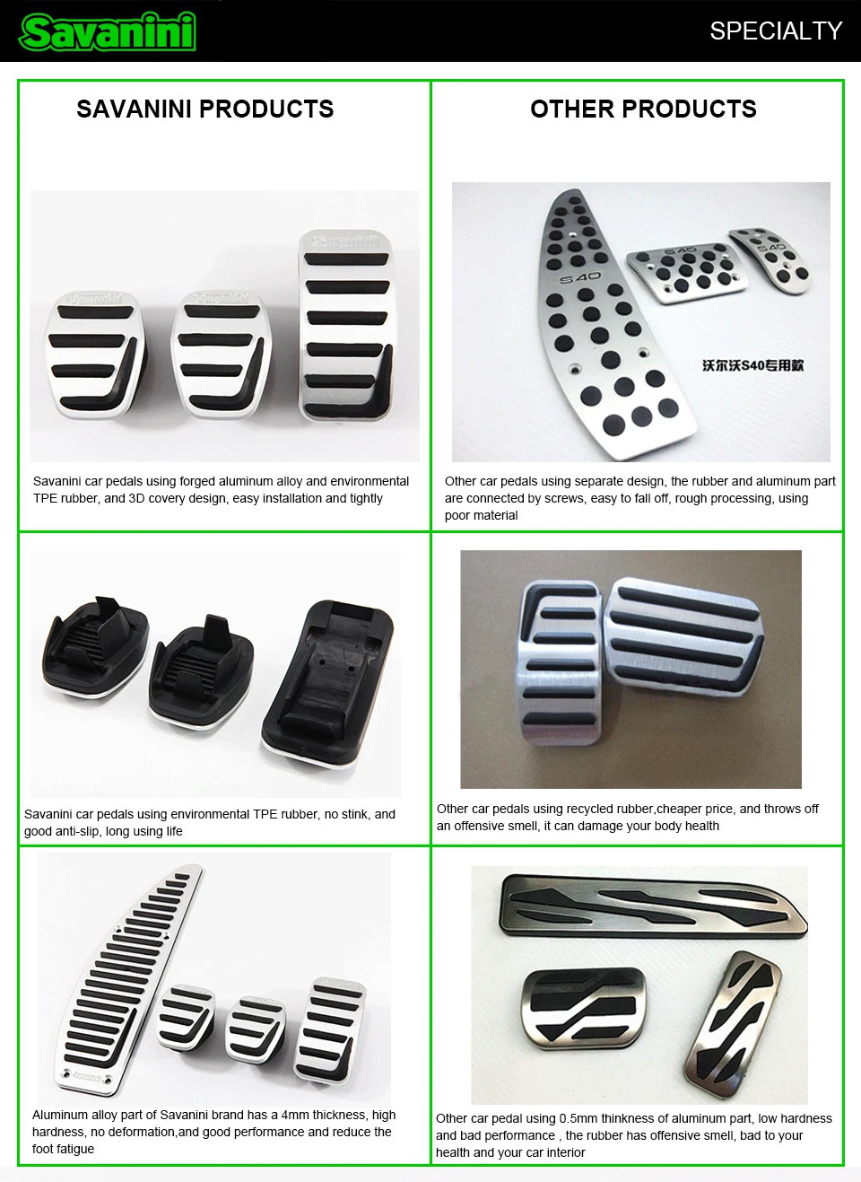 Savanini подножка сцепления тормоза газа акселератора автомобиля педали для VOLVO S40 V40 C30 MT Алюминиевый сплав! Нет необходимости в сверлении