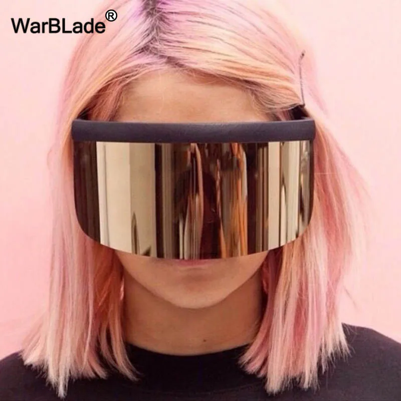 Женские и мужские большие солнцезащитные очки WarBLade дизайнерские зеркальные в