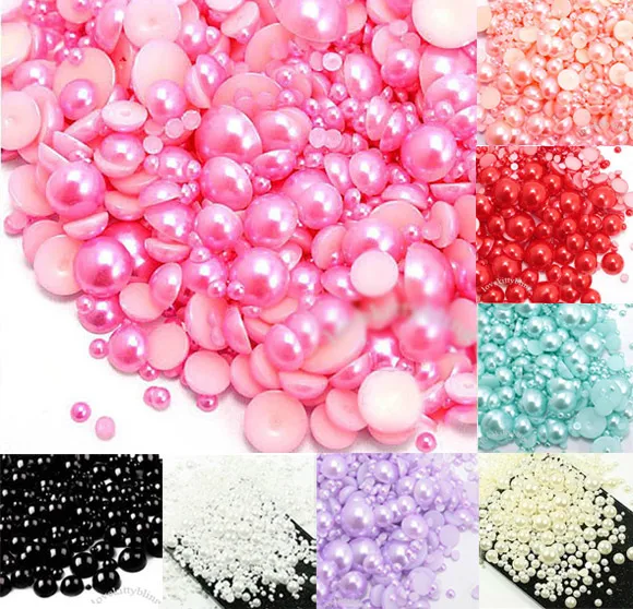 H0686 500pcs 2-10mm Mixed Color Half Round Pearl Beads FlatBack Scrapbook Craft Cabochon Kawaii DIY Embellishments Accessories - Цвет: H0686