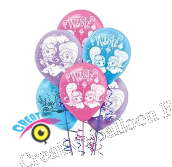 shimmer and shine 10 шт./лот, 12 дюймов, Мультяшные шарики, латексные шары для автомобиля, украшения для вечеринки на день рождения, герои, дети, балоны, робот, грузовик, автомобили, игры, детские игрушки - Цвет: shimmer and shine