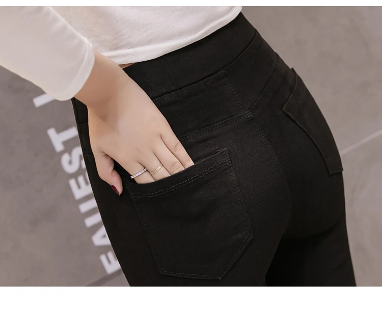 Женские офисные брюки BUYSD черные на пуговицах с разрезом однотонные обтягивающие