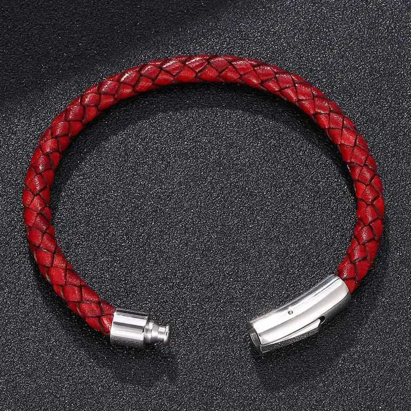 2020 мужской женский кожаный браслет Простая Кнопка из нержавеющей стали