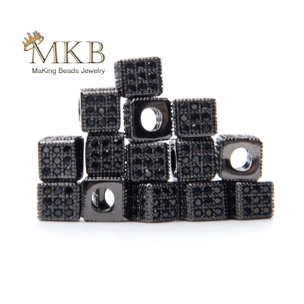 Квадратные бусины 5 шт./лот с микрозакрепкой из фианита для изготовления