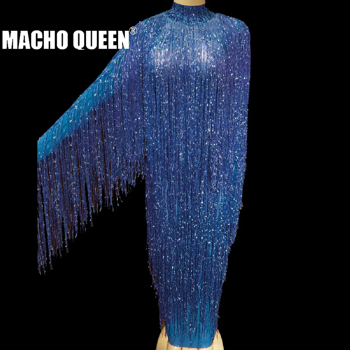 1902264002be Перетащите queen костюмы полное тело Fringe латинского платье для танцев Стразы длинные Вечеринка платья пикантные мужской костюм платье - Цвет: 1902264002be
