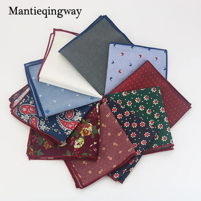 Mantieqingway Мужской Хлопковый Карманный квадратный западный стиль Цветочный платок