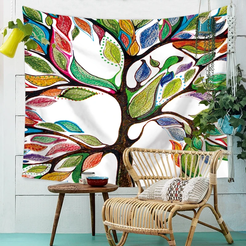 Boho Hippie 4 Sizes Wall Tapestry Colorful Tree Printed Wall Hanging for Bedroom High Quality Polyester Tapestries Home Decor