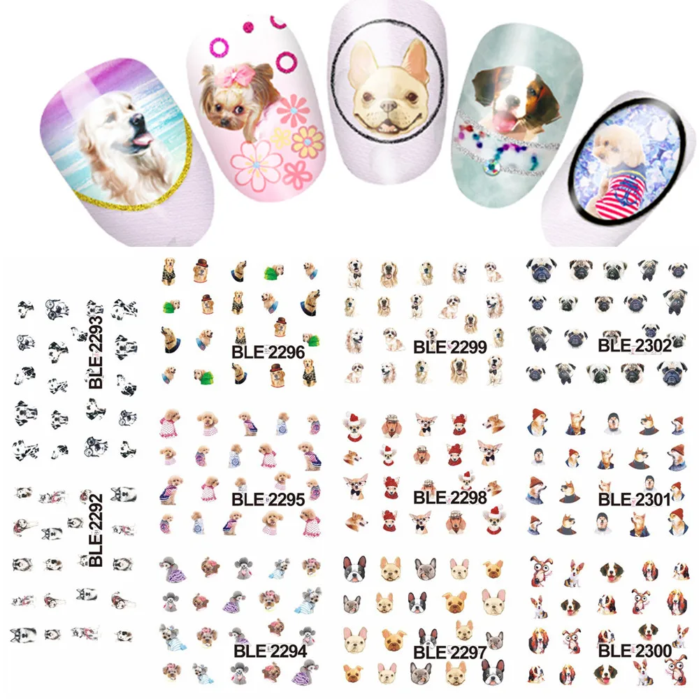 11 дизайнов милая собака животные узор Вода ногтей переводная татуировка