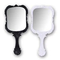 2018 1pcs cute 2color black white makeup mirror plastic vintage hand held portable cosmetic mirrors retro pattern beauty mirror