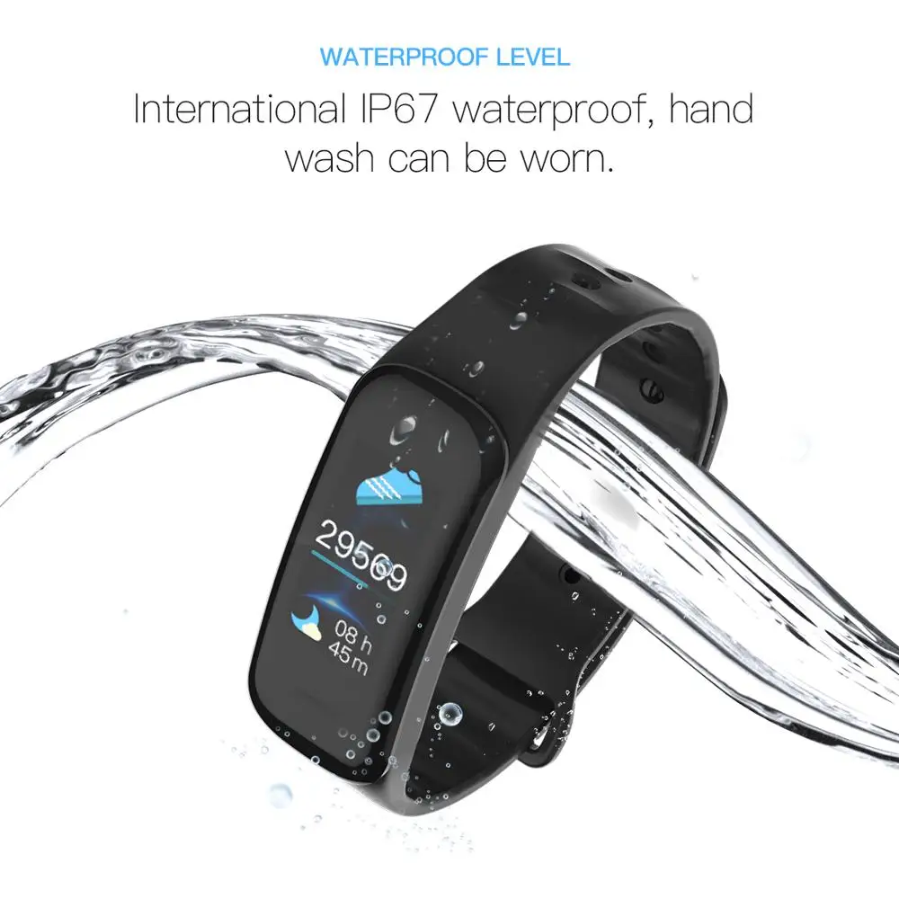 Фитнес C1Plus смарт браслет цветной экран измерение артериального давления