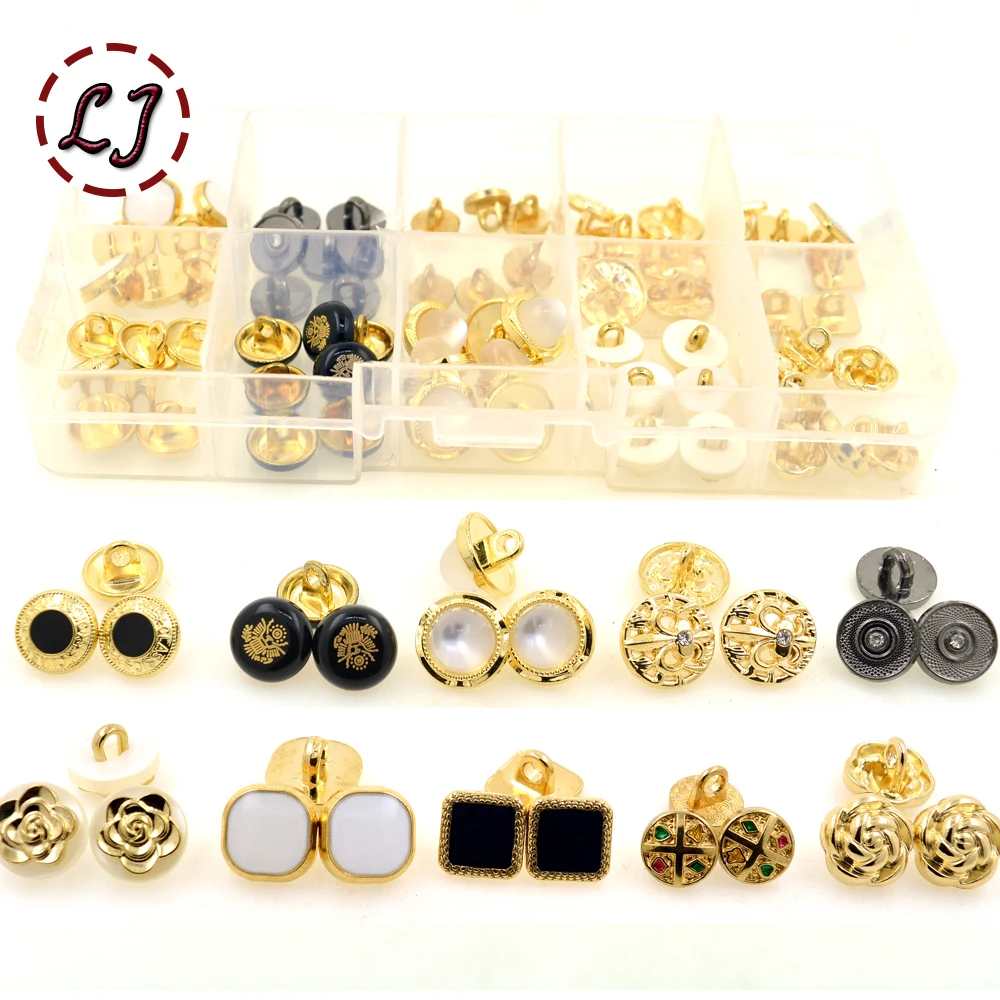 Новая модная Кнопка 10 шт./лот кнопки черного золота маленькие декоративные для