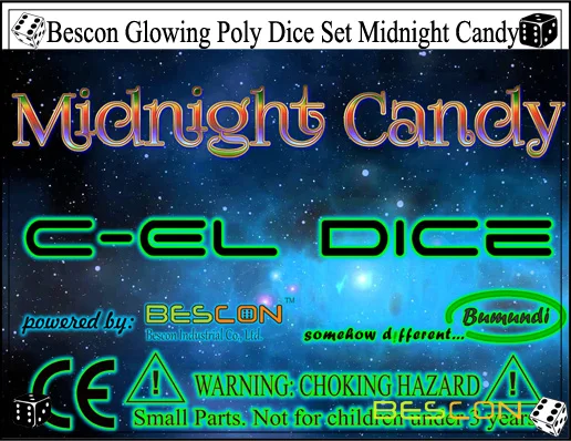 Bescon Fantasy Rainbow светящиеся многогранные кости 7 шт. набор полуночных конфет, светящиеся игральные кости RPG набор Светящиеся в темноте, новинка игра DND кости