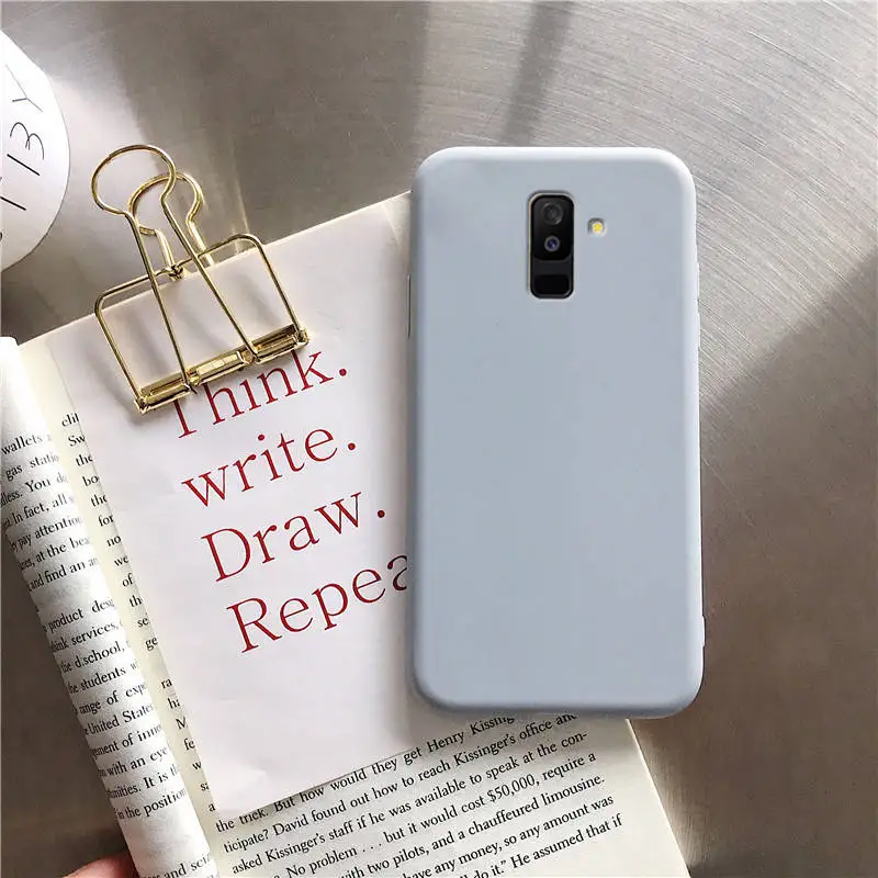 gray Силиконовый чехол для мобильного телефона ярких цветов для samsung galaxy a8 a6 plus j8 j6 j4 plus j2 core мягкий чехол из ТПУ - Цвет: gray