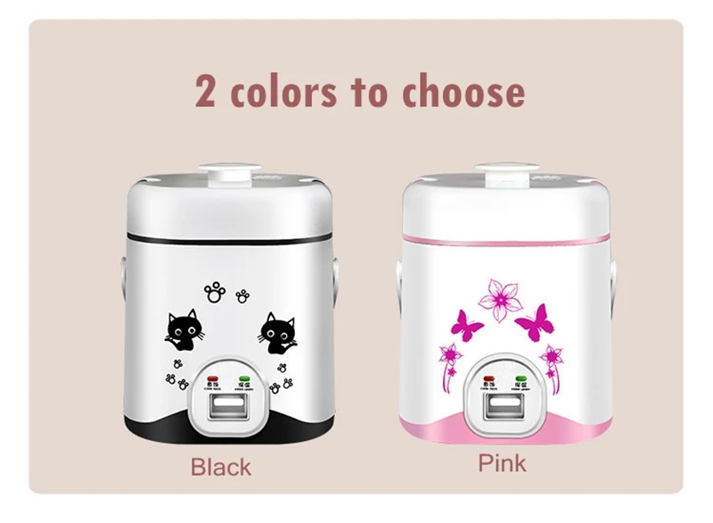 DMWD 110V/220V Mini Electric Rice Cooker Food Cooking Machine Eggs Meal Steamer Porridge Soup Stew Pot Heating Lunch Box Warmer