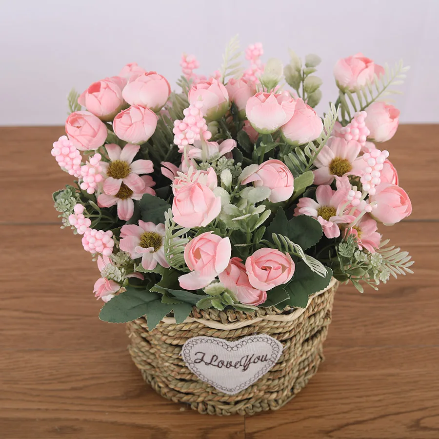 10 голов искусственные розы маленькие цветы букет шелковые свадебное украшение