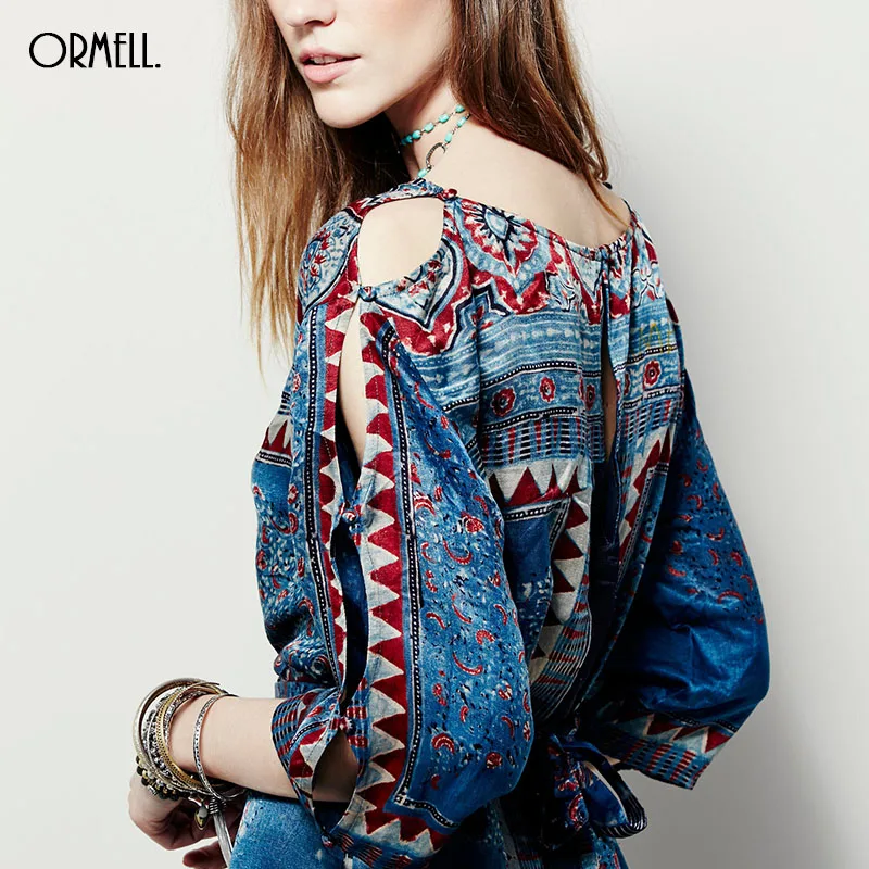 Женское шифоновое платье ORMELL винтажное с геометрическим рисунком и поясом