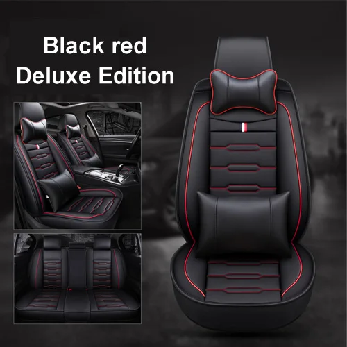 Black red Новые Мультяшные роскошные кожаные автомобильные чехлы для Volkswagen vw passat polo golf tiguan jetta touareg, автомобильные аксессуары для стайлинга - Название цвета: Black red