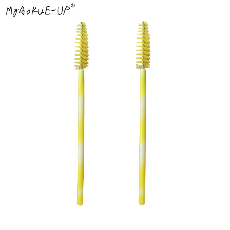 50pcscolorful brush Одноразовая нейлоновая тушь для ресниц палочки для наращивания ресниц силиконовый аппликатор для ресниц микрощетки набор инструментов для макияжа - Handle Color: 50pcscolorful brush