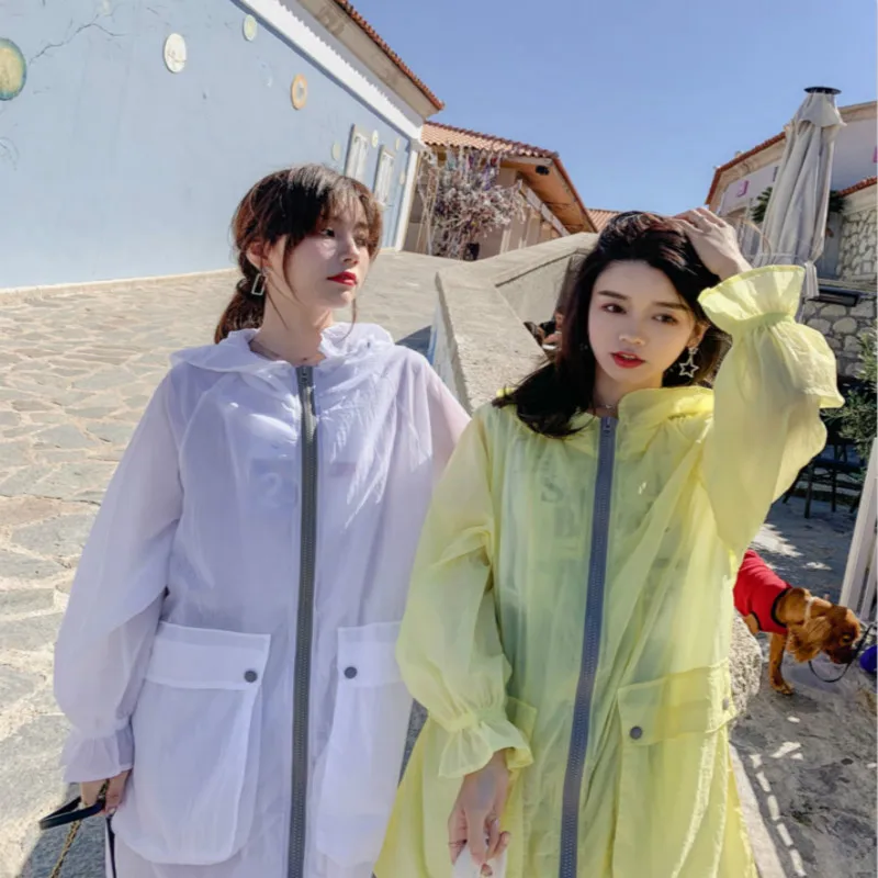 Женская сетчатая тонкая куртка 2019 летние куртки длинная молния Солнцезащитная