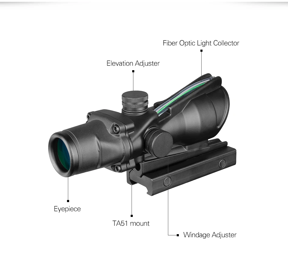 Охотничий Прицел ACOG 4X32 оптика из настоящего Волокна Красная точка с подсветкой шеврон травленая сетка тактический оптический прицел
