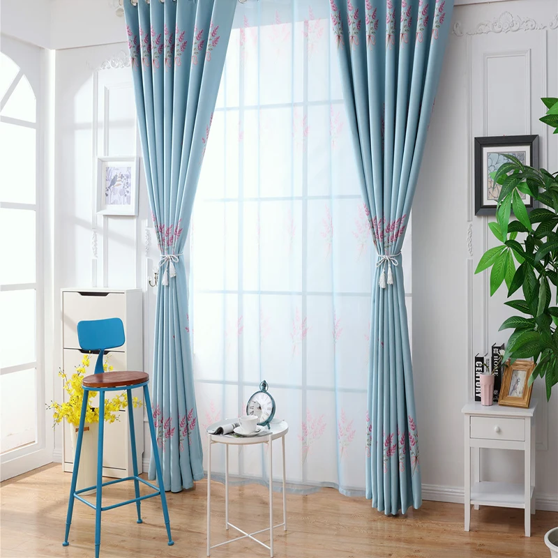 Лаванда печать прозрачные тюлевые шторы пасторальный свежий стиль для гостиной