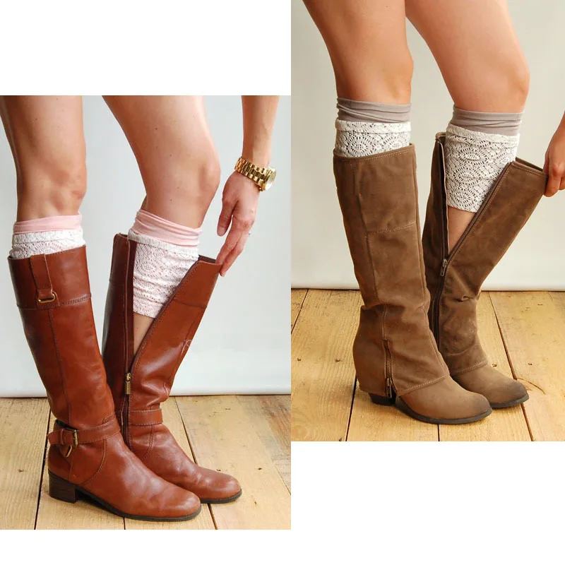 Бесплатная доставка эластичные кружевные ботиночки с манжетами цветочным