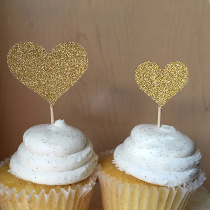 10 шт./компл. любовь форма кекс Toppers для дня рождения украшение сердце десерт Topper