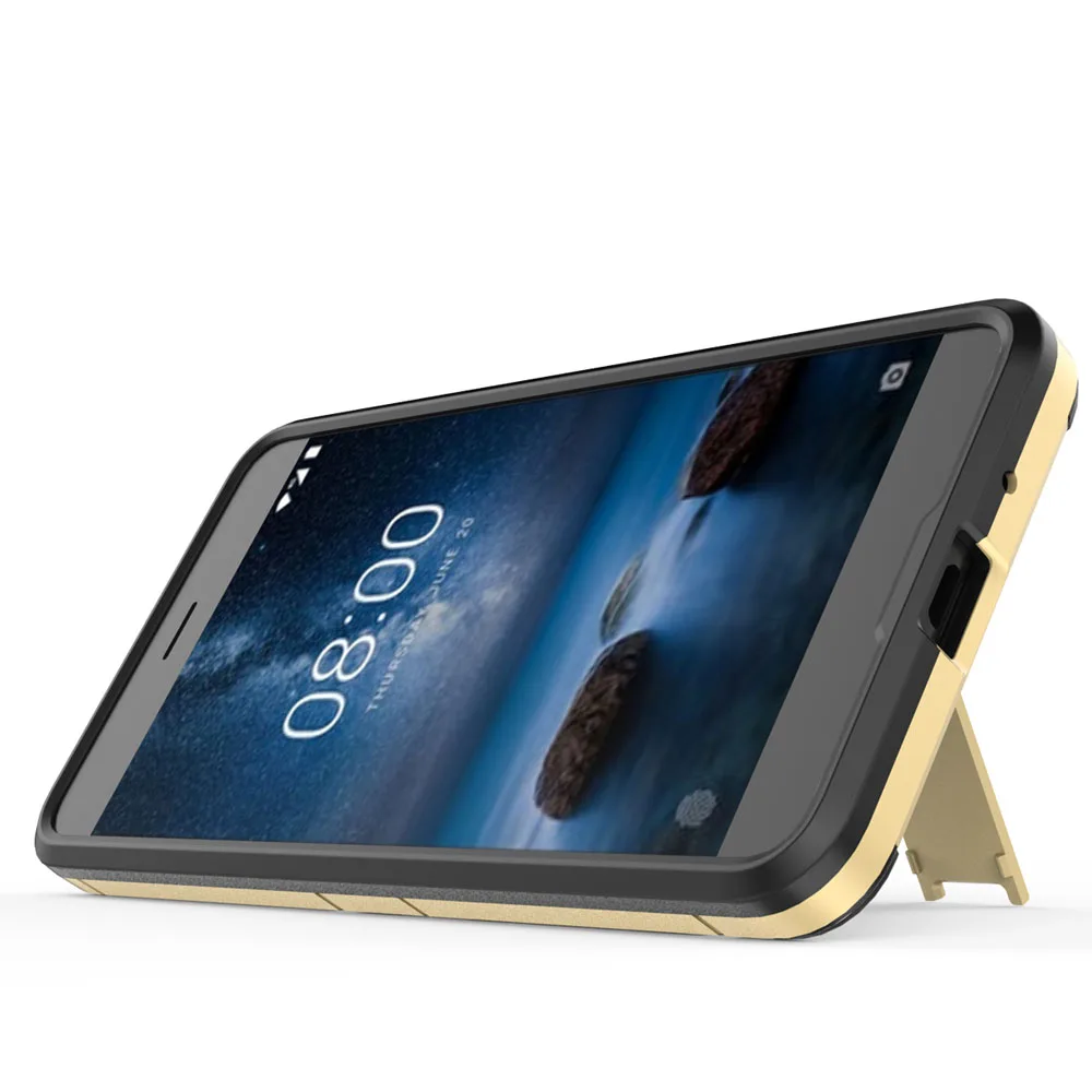 2 In 1 TPU &amp Hard PC Hybrid Armor Case With Kickstand Shockproof Impact Protective Back Shell Cover For Microsoft Nokia Nokia2 |