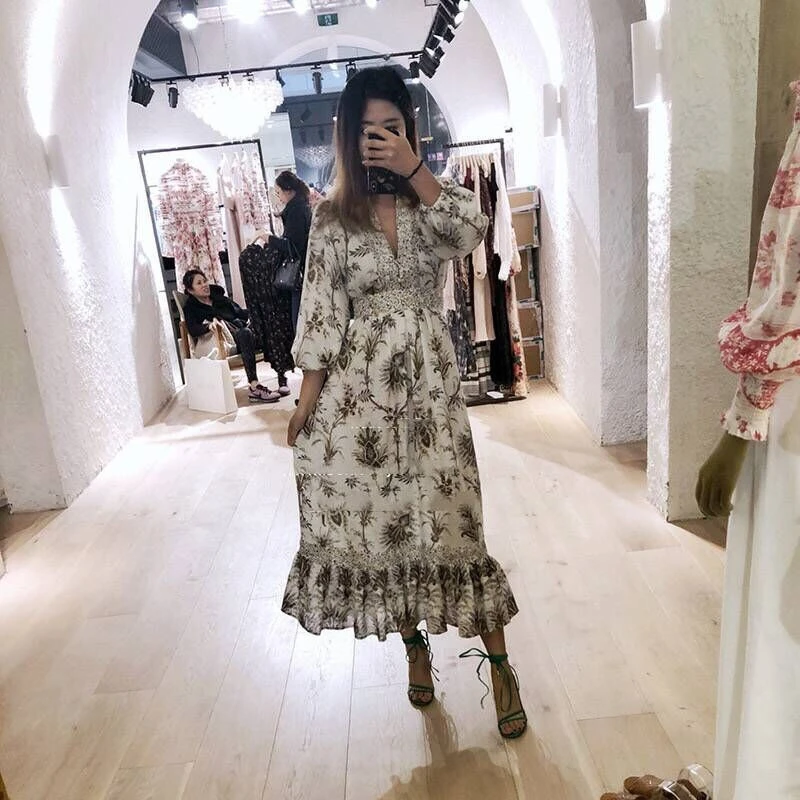 ZIM дизайнерское платье для подиума женское винтажное с цветочным принтом
