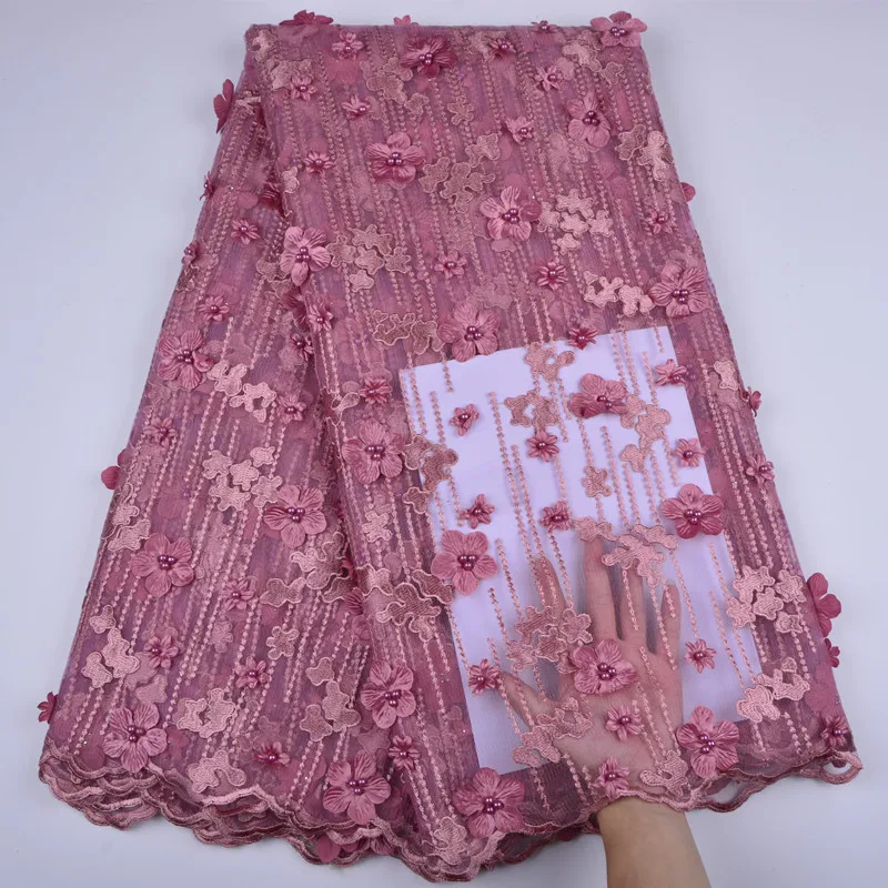 Африканская кружевная ткань 5 ярдов Нигерия сетка с бусинами африканский тюль