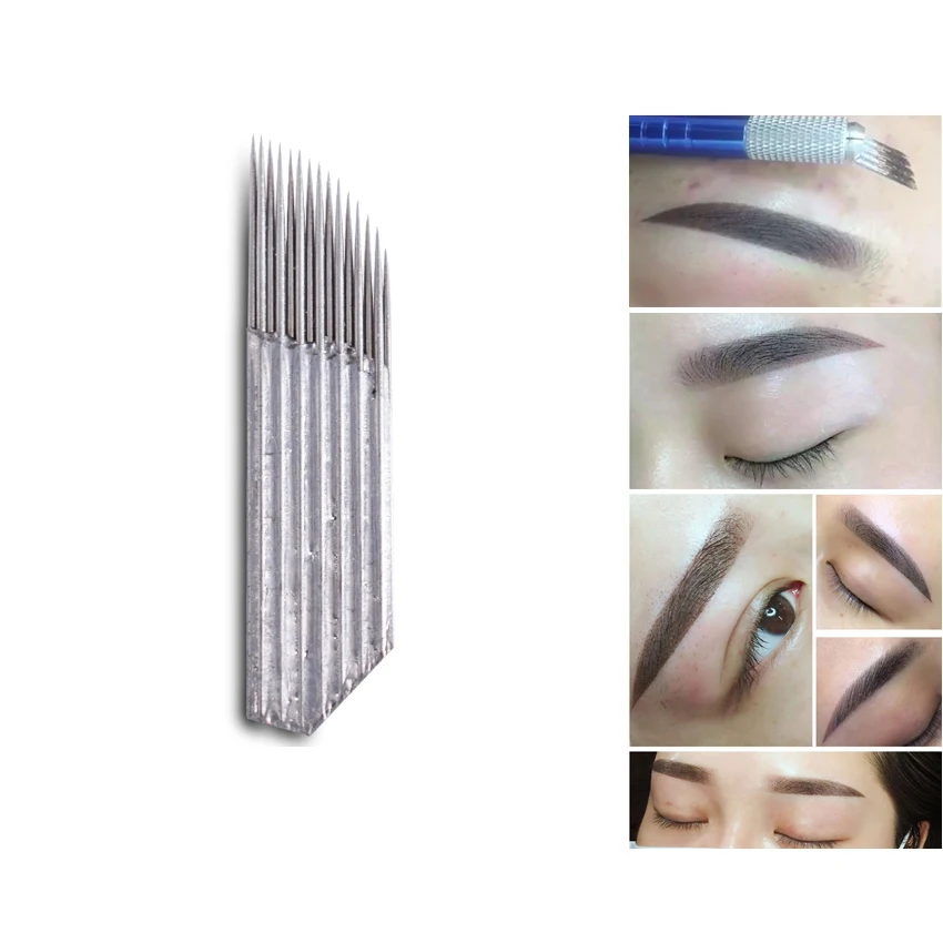 

Иглы для перманентного макияжа бровей, 2 ряда, 15 игл, 50 шт.