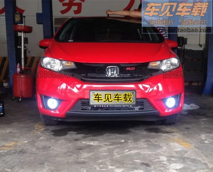 

eOsuns COB angel eye led daytime running light DRL + halogen Fog Light + Projector Lens for honda fit