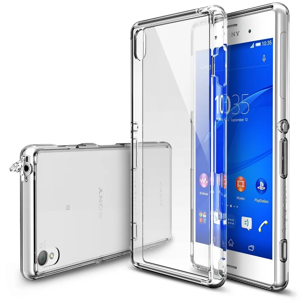 100% Оригинальный Ringke Fusion чехол для Sony Xperia Z3 Премиум прозрачный чехол-накладка DIY &amp