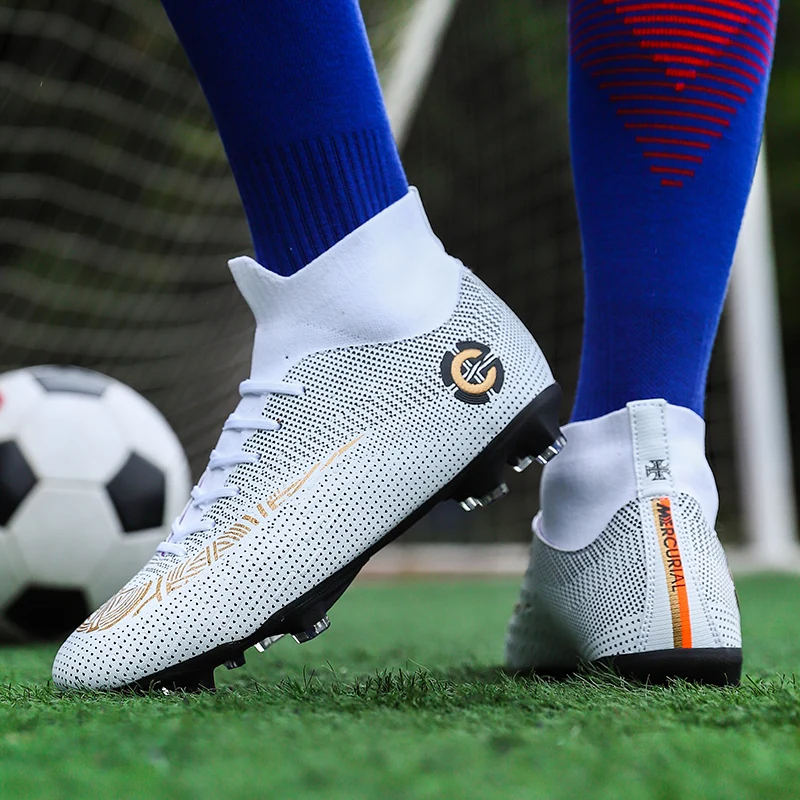 Оригинальные мужские футбольные бутсы тренировочные длинные шипы детские