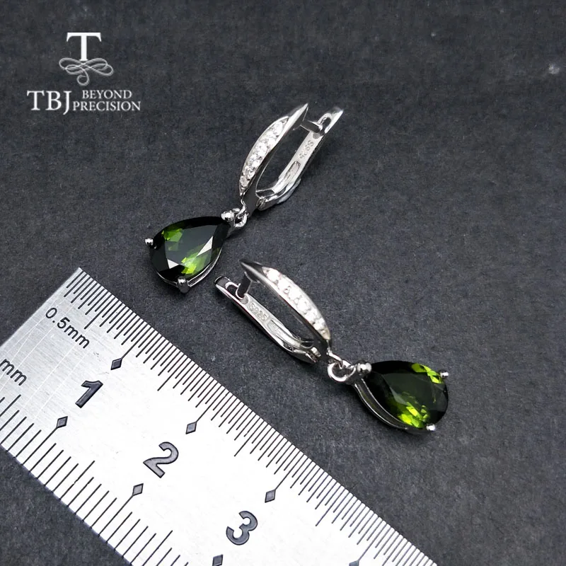 TBJ, натуральный многоцветный Турмалин Капля воды драгоценный камень застежка замок серьги стерлингового серебра 925 ювелирные изделия для женщин как подарок на день рождения