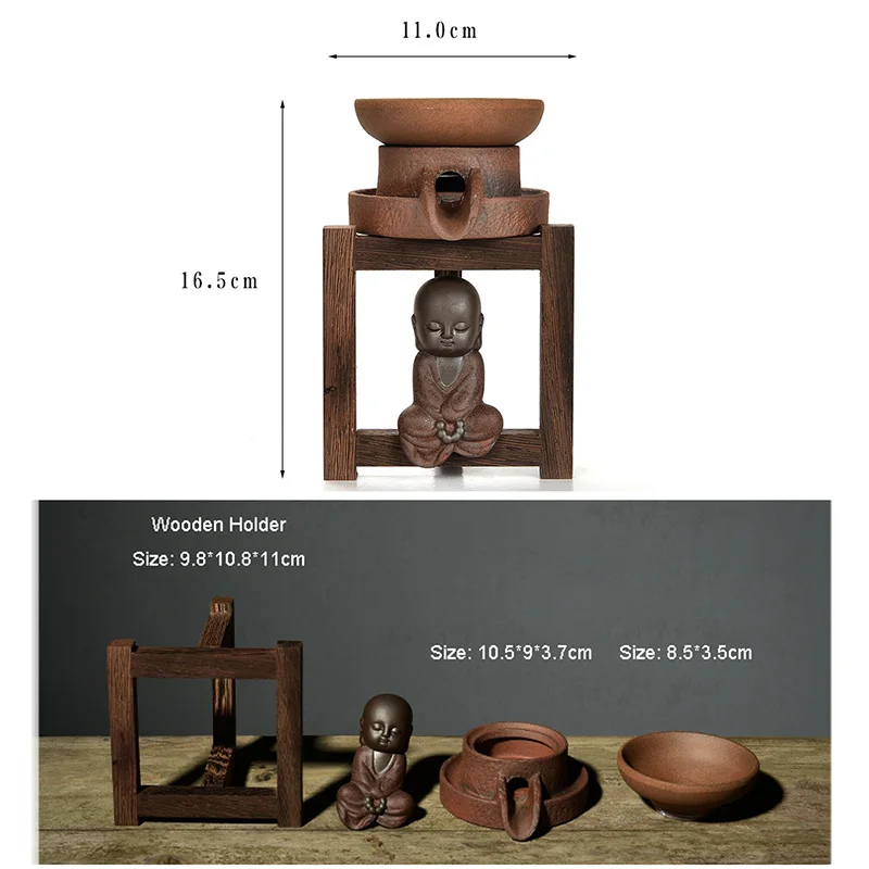 Японская грубая керамика морозный чай ситечки с деревянным держателем для